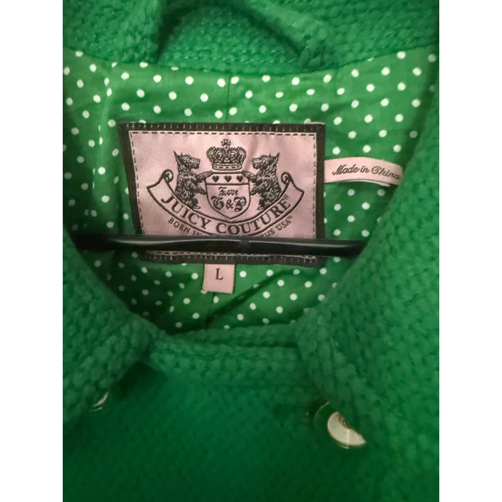 Women's Juicy Couture Green Pea Coat L with Gold Buttons - Picture 3 of 7